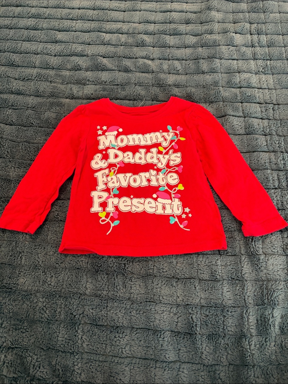 1989 Place Red Long-Sleeve Kids Shirt with Holiday Lettering